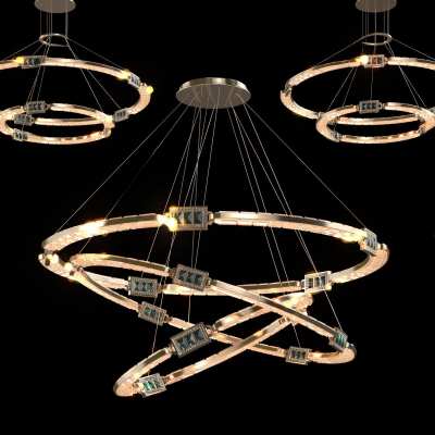 现代圆环水晶灯3D模型下载